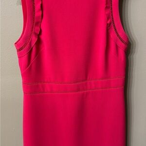 Ann Taylor Vibrant Pink Ruffle Trim Dress